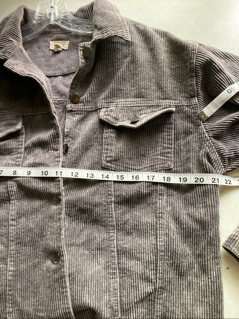 POL Cropped Corduroy Distressed Jacket in Taupe Gray - Picture 8 of 9
